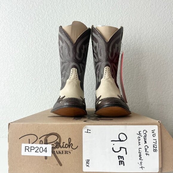 NEW Rod Patrick Womens Cowboy Boots 9.5EE Western Cowgirl Brown Ivory Contrast - Picture 10 of 11